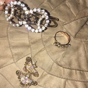 3-Piece Butterfly Earrings/Bracelet/Ring